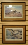 Pair of Framed/Matted Robert Taylor Prints signed by Pilots