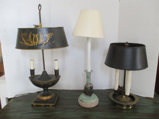 Three Candle Stick Desk Lamps