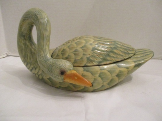 Lacquered Long Neck Goose Trinket Box