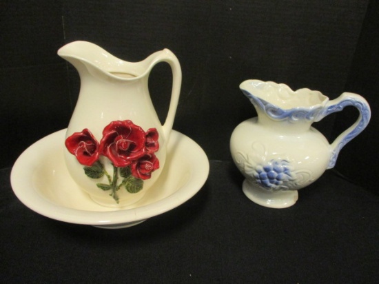 Ceramic Pitcher/Wash Basin and Ceramic Pitcher