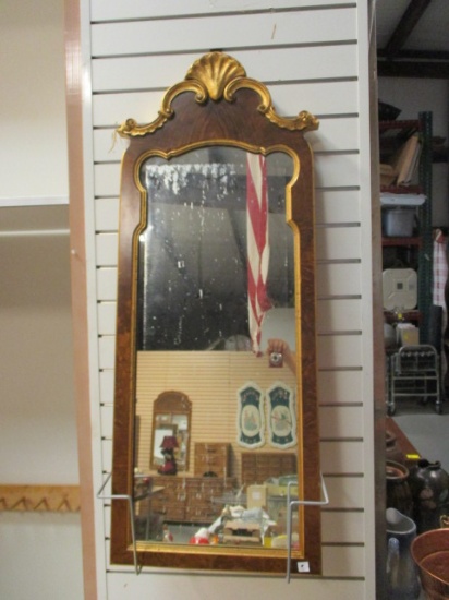 LaBarge Framed Wood Mirror with Gold Shell Accent