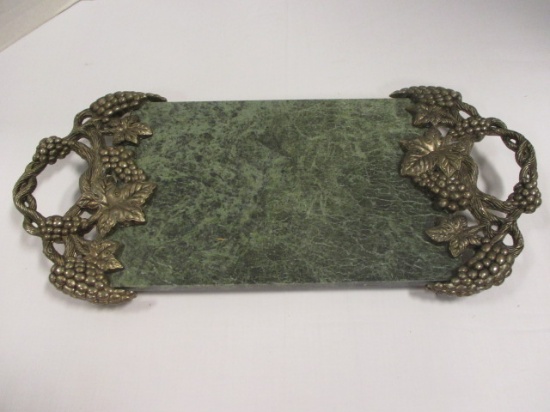 Godinger Green Marble Cheese Tray with Grape Cluster Design