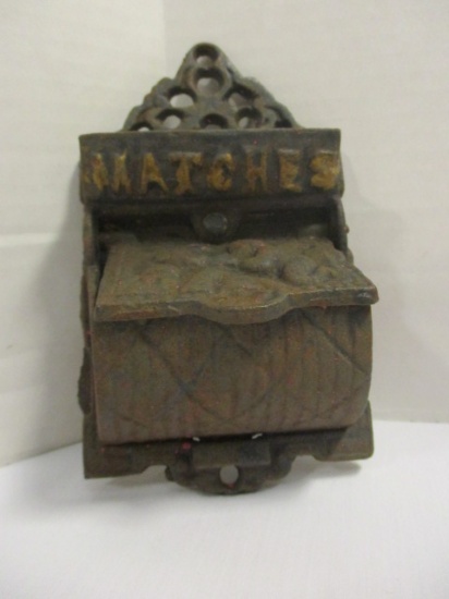 Vintage Cast Metal Wall Mount Match Holder