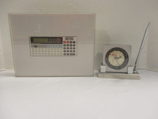International Time Quartz Clock Desk Set and Framed Radio Shack TRS-80