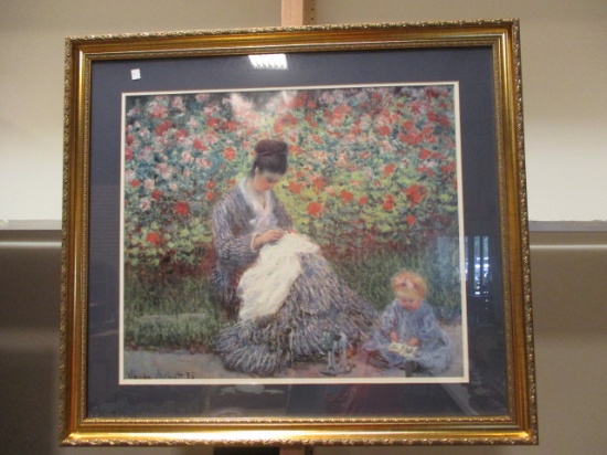 Framed/Matted "Camille Monet and Child" Print by Claude Monet