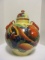 Large Double Handle Pottery Jug with Fruit Design