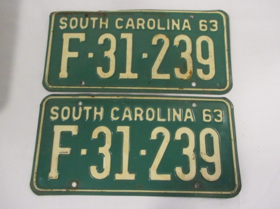 1963 SC Matched Set of License Plates