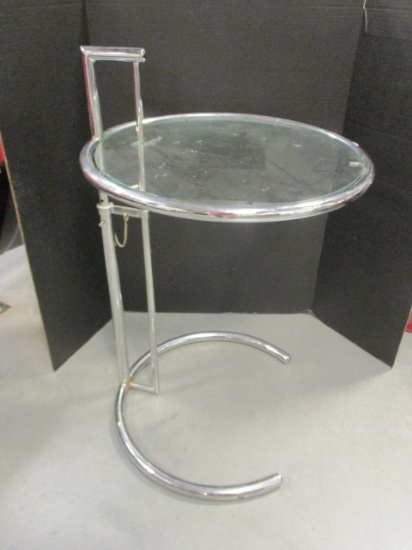 Mid-Century Modern Style Chrome and Glass Side Table