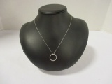 14K White Gold Circle of Life Diamond Pendant Necklace