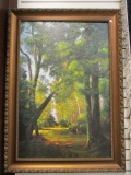 Framed Woodland Scene on Board Artwork