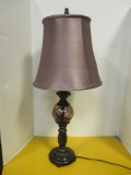 Candle Stick Lamp with Amethyst Crackle Glass Orb