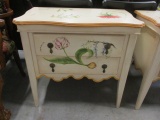 Hand Painted 2 Drawer Side Table