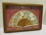 Shadow Box Framed Hand Painted Oriental Fan