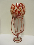 Red and White Art Glass Sculpture Vase