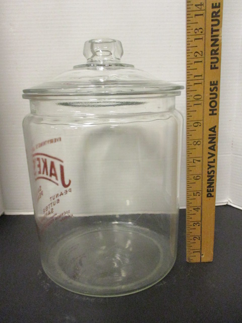 Sold at Auction: 2 X EXTRA LARGE 'SALTED PEANUTS' GLASS JARS WITH LIDS