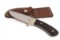 Case XX SS USA 10 Dot (1980) Wood R603 SS Pawnee Fixed Blade Knife in Leather Sheath
