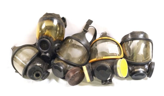 4 Full Face Riot Control MSA Gask Masks with Twin Respirators & More