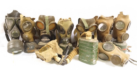 9 Military Gas Masks - See Description