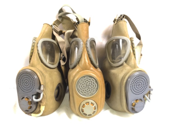 Pair of M10M Czech Gas Masks and 1 M10 Gas Mask