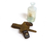 Civil War Items - Harness Marked R.I.A and a Medicine or Inkwell Bottle