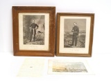 Civil War Letter, Pair of Civil General's Prints, and Civil War Era Color Print