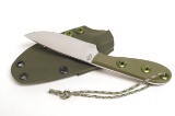Tactical Neck Knife w/ Green 3 Rivet Handle and Kydex Sheath