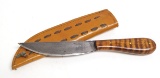 Dean Hazuka Mountain Man Roach Belly Trade Knife in leather sheath