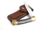 CUTCO 1889 Pakkawood Lockback Folding Pocket Knife in CUTCO Leather Holster Pouch