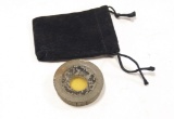 Vintage Metal Yellow Lens Cap in Cloth Bag