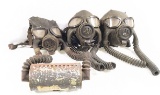 3 WWII MARK IV US Navy USN Diaphragm Gas Masks w/ Respirators & 2 Filter Tank Canisters