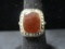 Sterling Silver Amber & Marcasite Ring- Size 6- Band Cracked