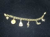10k Gold Charm Bracelet w/ Charms- 3 Charms are 14k Gold
