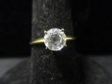 14k Gold CZ Solitaire Ring- Size 8