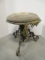 Vintage Swivel Piano Stool with Cast Metal Legs and Needle Point Seat