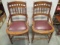 Pair of Wood Chairs with Faux Leather Seat and Nail Head Accents