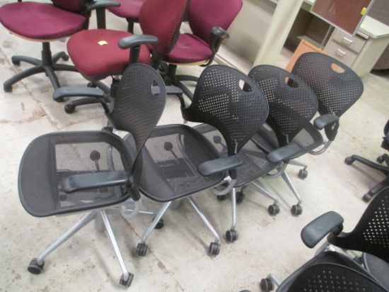 Four Herman Miller Ergonomic Black Rolling Office Chairs