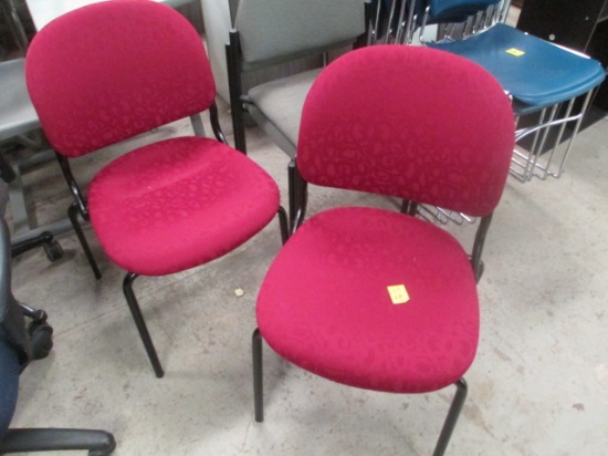 Pair of Red Stacking Upholstered Chair