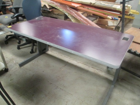 Metal Frame Work Desk with Purple Laminate Top