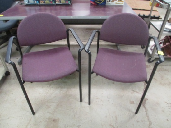 Pair of KI Metal Frame Stacking Chairs with Upholstered Seat/Back
