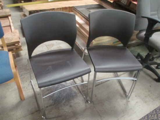 Three Teknion Metal Frame Stacking Chairs
