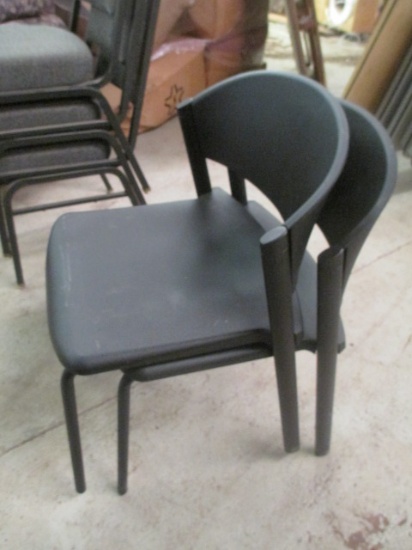 Pair of Teknion Metal Frame Stacking Chairs