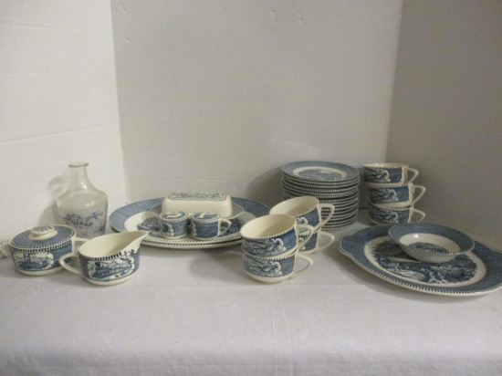 33 Pieces Currier and Ives Dinnerware