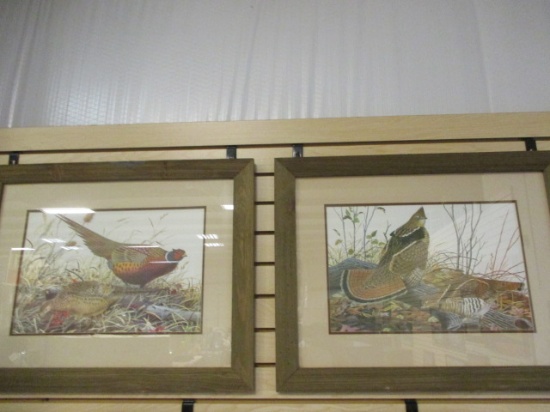 2 Framed and Matted Prints by Wm. Zimmerman : Quail and Pheasant
