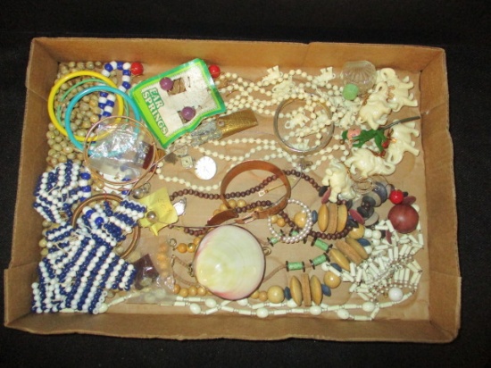Costume Jewelry: Copper Bracelet, Plastic Elephant Necklaces, Watch Faces etc