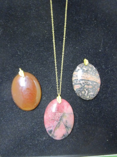 1/20 12k Gold Filled Chain w/ 3 Gemstone Pendants