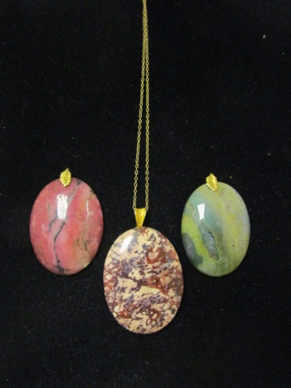 1/20 12k Gold Filled Chain w/ 3 Gemstone Pendants