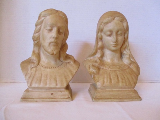 Vintage Set Of Mary And Jesus Ceramic Bookends