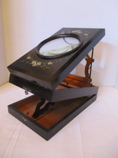 English Adjustable Graphoscope Magnifier 19th C Papier Mache