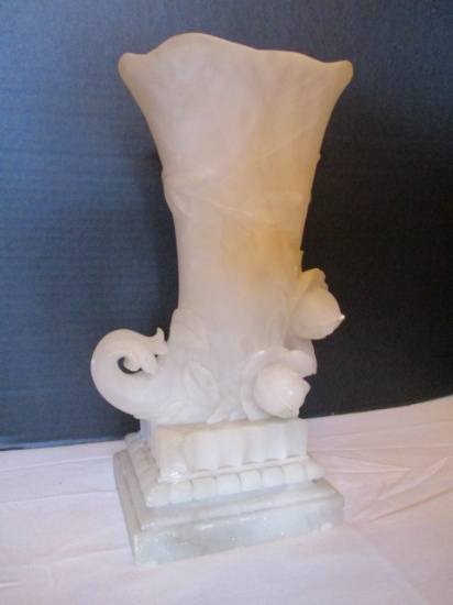 Alabaster Cornucopia Vase Large C.1900