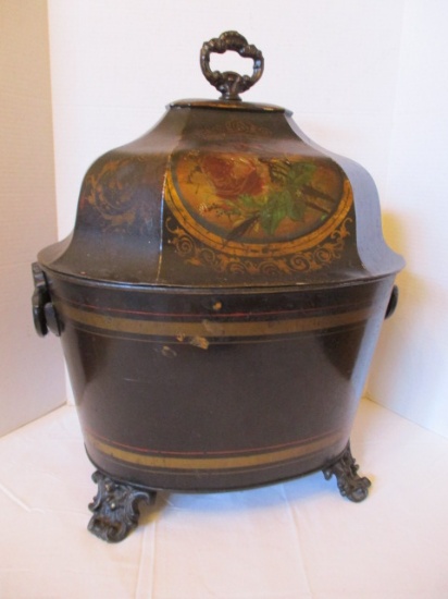 Early 19th Century French Coal Hod Hand Painted